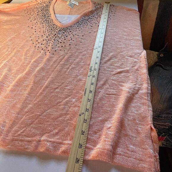 Cathy Daniel’s size 2X peach studded layered look. Dolman sleeves. - Picture 3 of 9